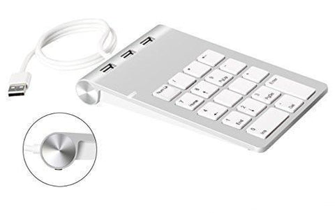 Cateck Aluminum Finish USb Numeric Keypad With USb Hub Combo For Imac Macbooks Pcs And Laptops