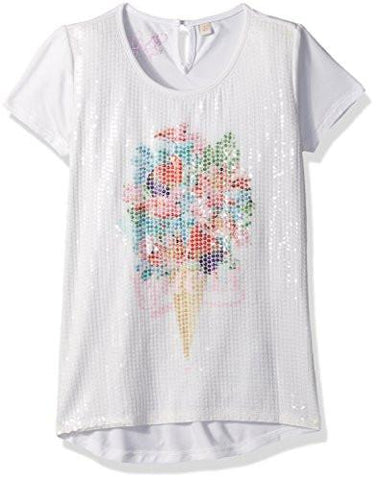 GUESS LITTLE GIRLS SHORT SLEEVE SPARKLE ICE CREAM TSHIRT TRUE WHITE 3T