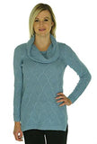 CowlNeck CableKnit Sweater Blue S