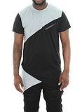 Imperious Colorblock AsyMMetric Hem Side Zipper Longline T Shirtblackl
