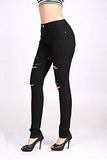 Casual Ripped Holes Skinny Jeggings Straight Fit Denim Pants Us 6 Black 7
