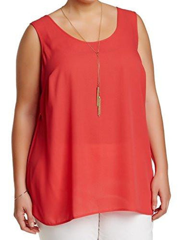 Daniel Rainn Plus ScoopNeck Tank Blouse Red 1X