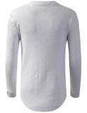 URBANCREWS Hipster Hip Hop Raw Edge Thermal Long Sleeve Tshirt WHITE XXL