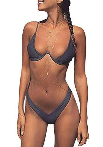Piepiebuy Top Fashion Sexy Tie Side Pantie Triangle Thong Push Up Bikini Swimsuit Set
