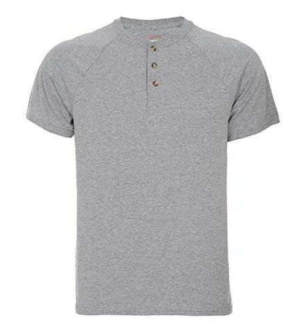 HANES SHORTSLEEVE HENLEY TSHIRT GREY XLARGE
