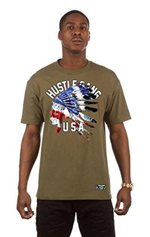 Hustle Gang Chief Flag Tshirt M Military Green
