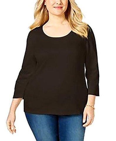 Plus Size Scoopneck Tshirt 1X Depp Black