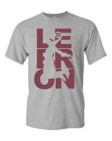 Lebron Cleveland Fan Wear Adult Tshirt Tee Medium Sports Grey Wmaroon