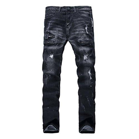 Stretch Straight Zipper Deco W32 01 Black