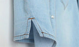 Hsd Cool Knotted Short Denim Shawl Coat Top Jacket Light Blue Asian XXL