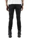 Men Ripped Slim Fit Denim Pants Skinny With Broken Holes W34 Black