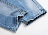 Liuhond Ripped Pants Slim Fit Light Blue Denim Holes Male Pants 36Wx33L Blue