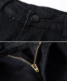 Men Ripped Slim Fit Denim Pants Skinny With Broken Holes W34 Black