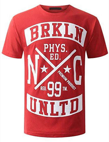 URBANCREWS Hipster Hip Hop Varsity Graphic Print TShirts RED LARGE