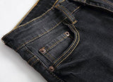 IWOLLENCE RIPPED DISTRESSED JEANS SLIM FIT ELASTIC DENIM SHORTS WITH HOLE BLACK GRAYUS 32