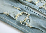 Ripped Skinny Destroyed Slim Fit Pants With Holes Light Blue Us 32