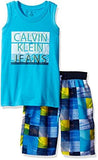 CALVIN KLEIN TODDLER BOYS 2 PIECES TANK TOP SHORT SET AQUA 3T