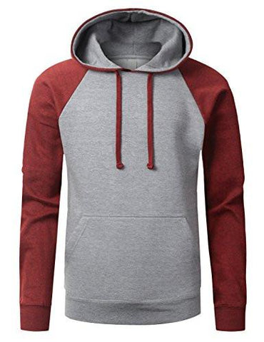 URBANCREWS Hipster Hip Hop Raglan Pullover Hoodie Sweatshirt HGRYWINE L