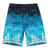 LAND PRINTING QUICK DRY BEACH BOARD SHORTS SWIM TRUNKS PLUS SIZE BLUEPLAID 3334 WAIST XXL