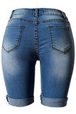 Dokotoo Casual Denim Destroyed Bermuda Shorts Large Blue