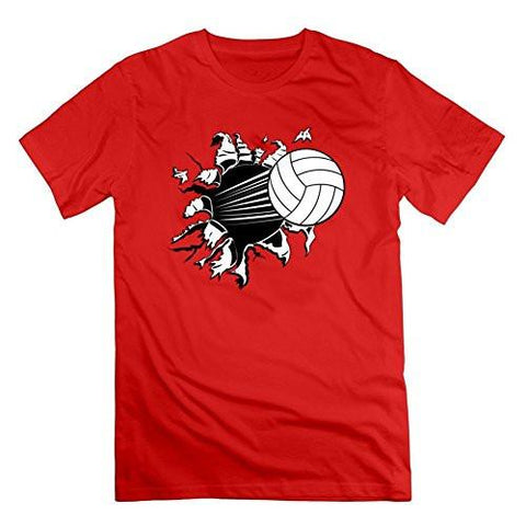 RED CUSTOMIZED VOLLEYBALL MEN FUNNY SHORTSLEEVE SMALL