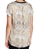 daniel rainn Black Printed SplitNeck Blouse Beige XS