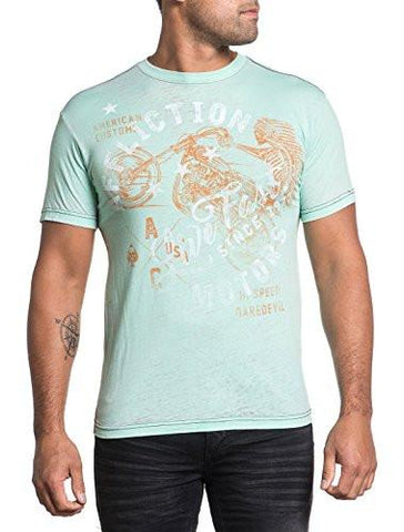Affliction Flagstaff Tee Shirt Mint Burnout Wash Large