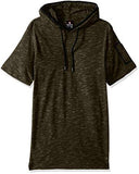 Short Sleeve Slub Hooded Sweatshirt With Taping Detail Marled Olive Large