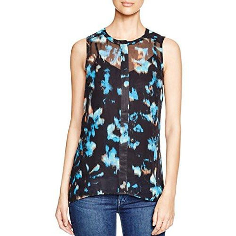Daniel Rainn Sheer Printed Tank Top Blue M