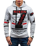 M2MO CASUAL HIP HOP LETTER PRINT PULLOVER HOODED SWEATER LIGHT GREY US S