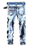 Snow Washed Ripped Slim Fit Blue 36