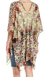 Daniel Rainn Blue XSS Kimono Printed Sweater $78 Yellow S