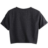 Sweatyrocks Graphic Print Crop Top SuMMer Short Sleeve Casual Tshirt Grey M
