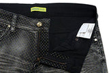 Grey Polka Dot Embellished Straight Leg Denim Us 8 It 44;