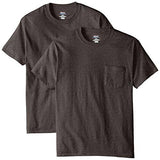 HANES 2 PACK SHORT SLEEVE POCKET BEEFYT CHARCOAL HEATHER XL