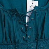 Creti Sexy VNeck Lace Blouse Long Sleeve Bandage Tshirt Tops