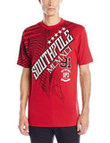 Short Sleeve Foil And Screen Print Tshirt With Slanting Dark Red XLarge