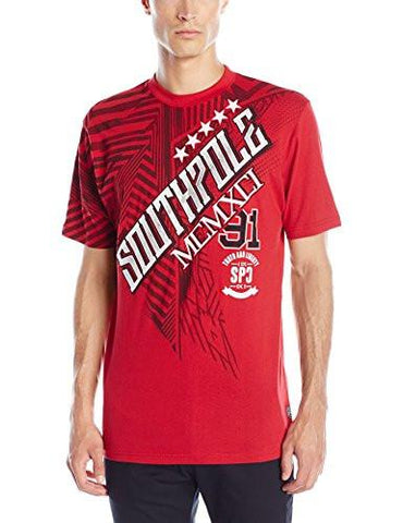 Short Sleeve Foil And Screen Print Tshirt With Slanting Dark Red XLarge