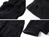 Men Ripped Slim Fit Denim Pants Skinny With Broken Holes W36 Black