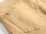 Men S Khaki Biker Moto Distressed Destroyed Fashion Skinny Slim Fit 336Khaki W32