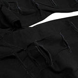 High Waist Knee Skinny Denim Distressed Ripped Boyfriend M Black