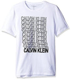 CALVIN KLEIN JEANS MEN SHORT SLEEVE CALVIN KLEIN LOGO FLOCK CREW NECK TSHIRT WHITE WASH LARGE