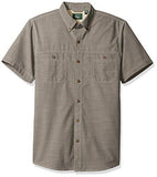 G.H. BASS & CO. ROCK RIVER TEXTURES SOLID CROSSHATCH SHORT SLEEVE SHIRT PEWTER MEDIUM