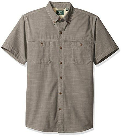 G.H. BASS & CO. ROCK RIVER TEXTURES SOLID CROSSHATCH SHORT SLEEVE SHIRT PEWTER MEDIUM