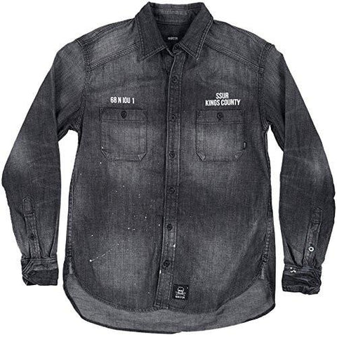 SSUR KINGS COUNTY JAIL CHAMBRAY SHIRT IN BLACK. S.