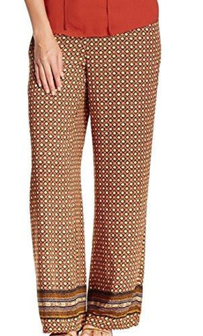 Daniel Rainn Small Border Print Palazzo Pants Orange S