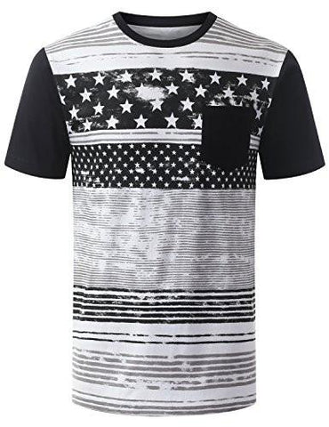 URBANCREWS Hipster Hip Hop Faded USA Flag Crewneck Tshirt BLACK SMALL