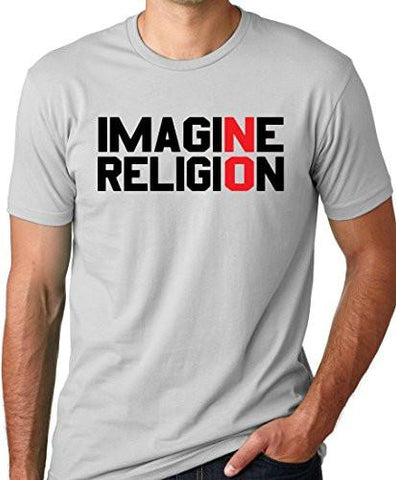 Imagine No Religion Atheist Tshirt Free Thinker Tee Gray L