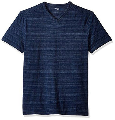 JEANS SHORT SLEEVE STREAKY MELANGE VNECK TSHIRT MIDNIGHT LARGE