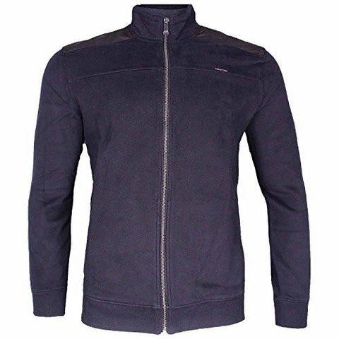 JEANS MEN FULLZIP FLEECE MOCK NECK SWEATSHIRT JACKET LARGE BLACK